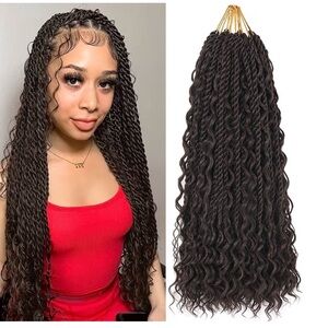 18 Inch Island Twist Crochet Synthetic Braiding Hair Extensions, Dark brown